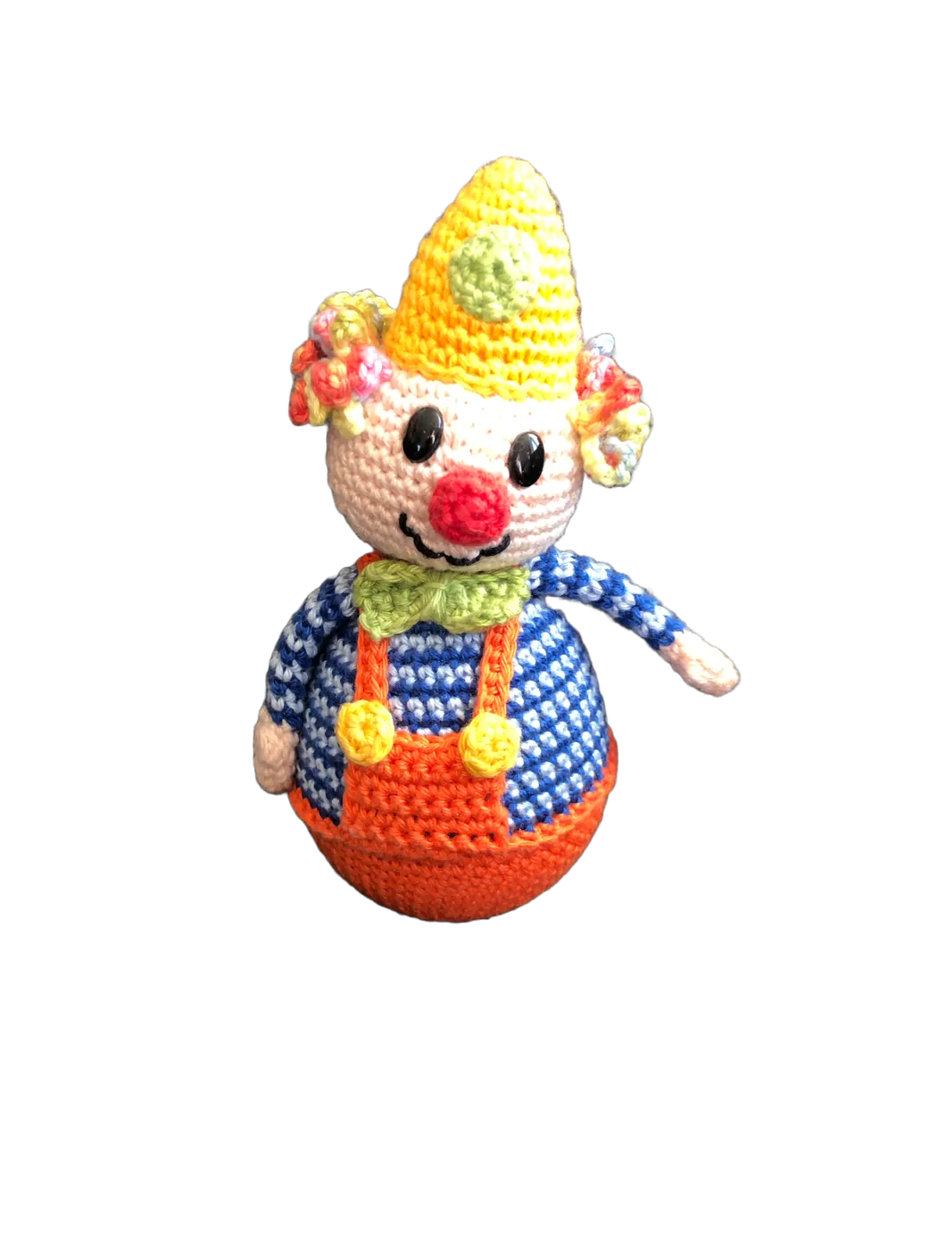 Gehaakte clown met muziekdoosje