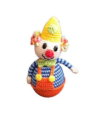 Gehaakte clown met muziekdoosje