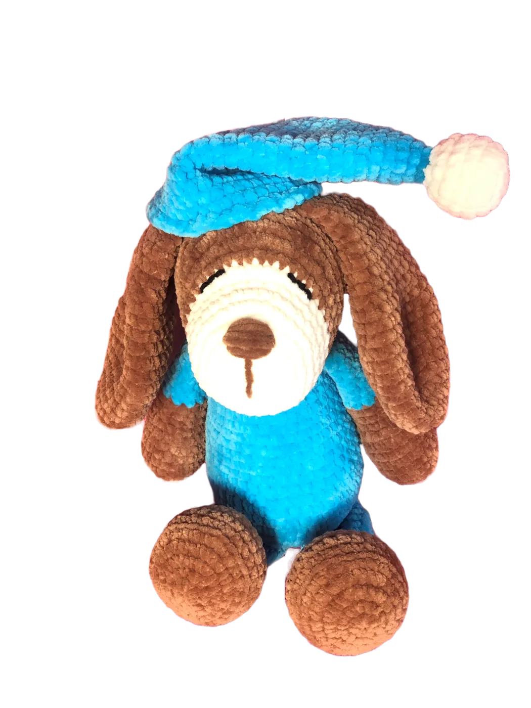 Blauw gehaakt hondje