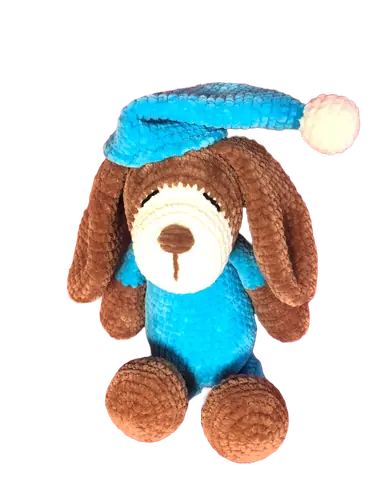 Blauw gehaakt hondje