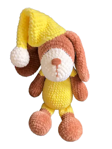 Geel gehaakt hondje
